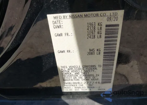 2020 Nissan Altima S Fwd z USA, uszkodzony, nr VIN 1N4BL4BV8LC277746